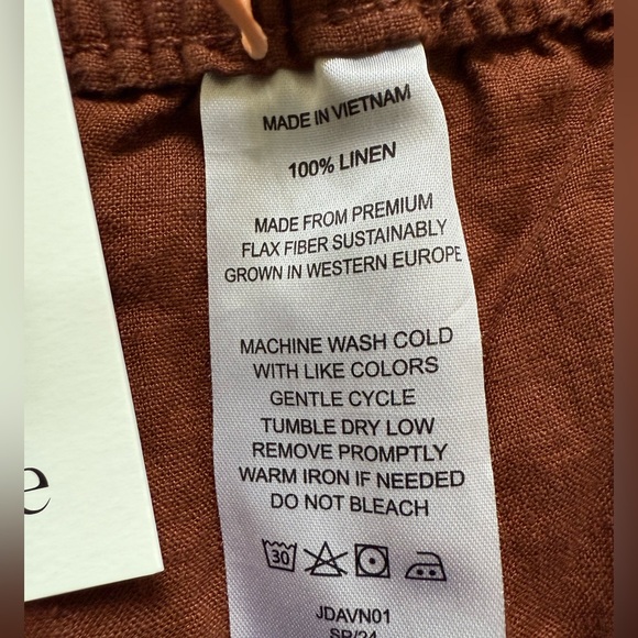 NWT QUINCE 100% Linen Shorts Summer Beach Coastal lightweight Boho Brown XL - Picture 5 of 5